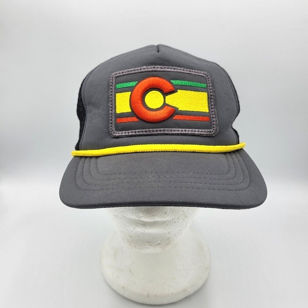 Colorado Limited Trucker Hat Rasta State Flag Patch Snapback Gray Yellow Rope‎